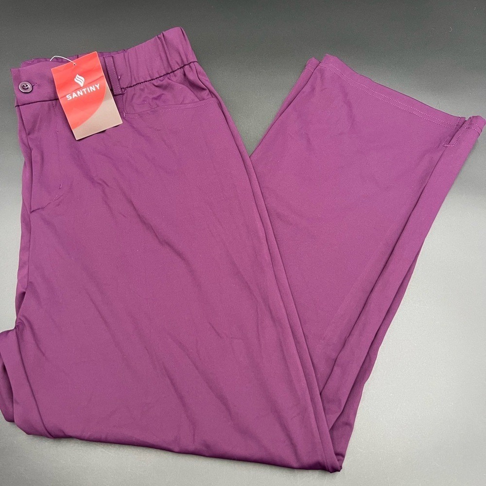 Santiny Womens Golf‎ Pants Plum Purple Straight Leg Athletic Trousers XXL NWT